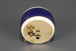 Avon Catalin Barrel Shaped Clock in Laminated Indigo Blue + Alabaster